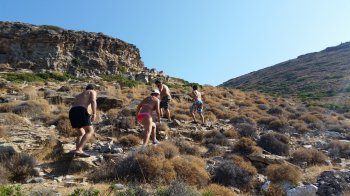 Hiking a hill on Kythnos, Greece