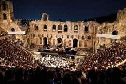 Opera performance in the Odeon of Herodes Atticus at night. Image courtesy of Region of Attica